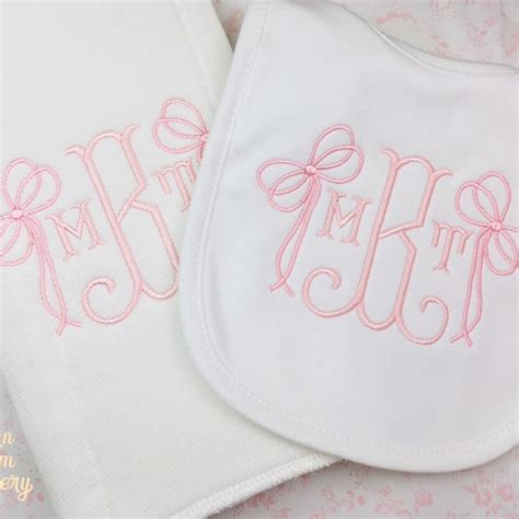 Baby Girl Monogrammed Burp Cloths Embroidered Burp Cloth T Etsy