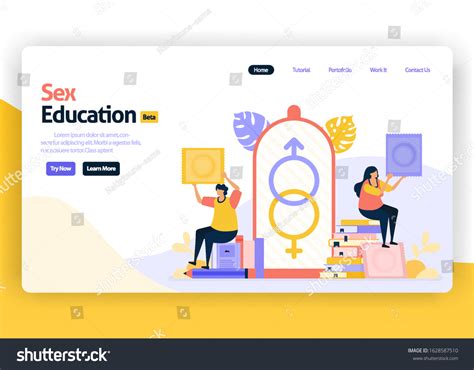 Vector Illustration Landing Page Sex Education Stock Vector Royalty