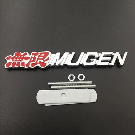 D Metal Logo Mugen Emblem Letters Car Front Grill Badge For Honda