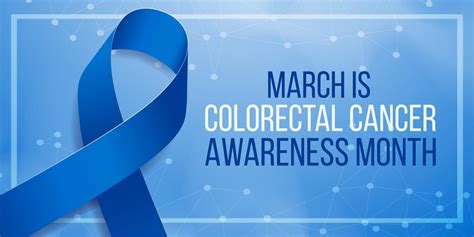 Colorectal Cancer Awareness Month Concept Banner Template With Blue