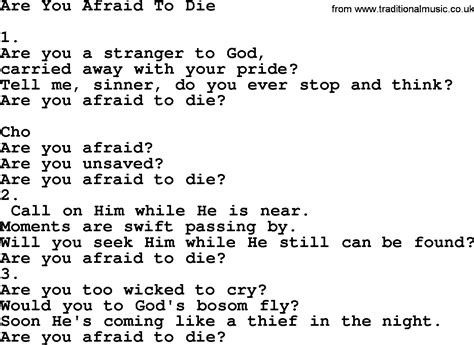 Are You Afraid To Die Apostolic And Pentecostal Hymns And Songs Lyrics And Pdf