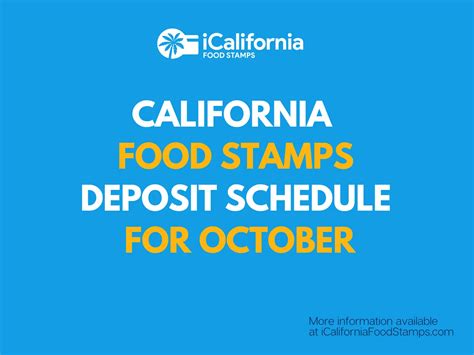 California Food Stamps Payment Schedule October California Food Stamps Help