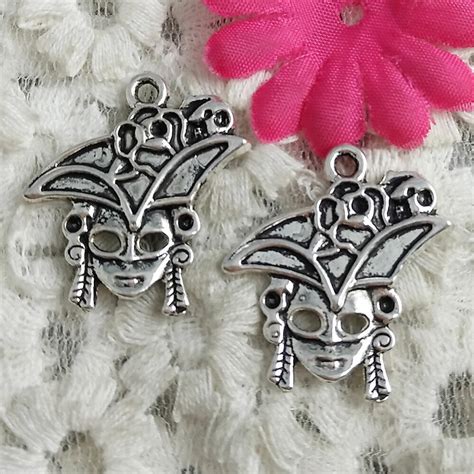 Free Ship Pcs Antique Silver Mask Charms X Mm H Ebay