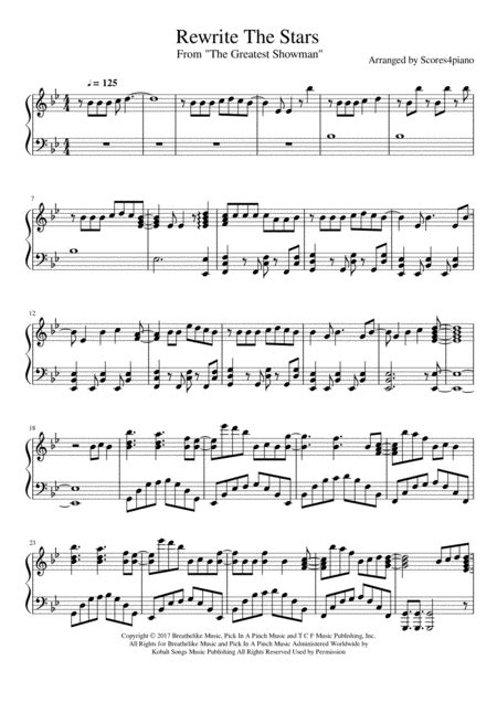 Rewrite The Stars Arr Scores4piano By Zac Efron Zendaya Sheet