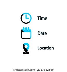 Date Time Address Place Icons Symbol Stock Vector Royalty Free