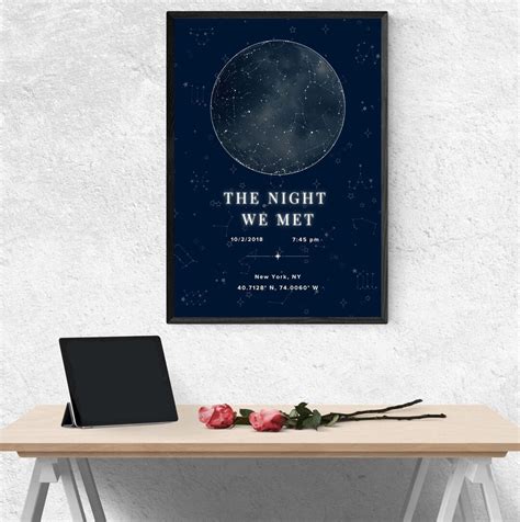 Custom Star Map Poster Personalized Night Sky Art Birthday