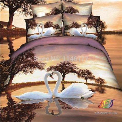 Ywxuege The Swan 3d Bedding Set Bedclothes King Size Duvet Quilt Comforter Cover Sets Bedsheet