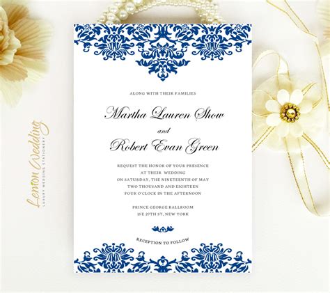 Royal Blue Wedding Invitations Lemonwedding