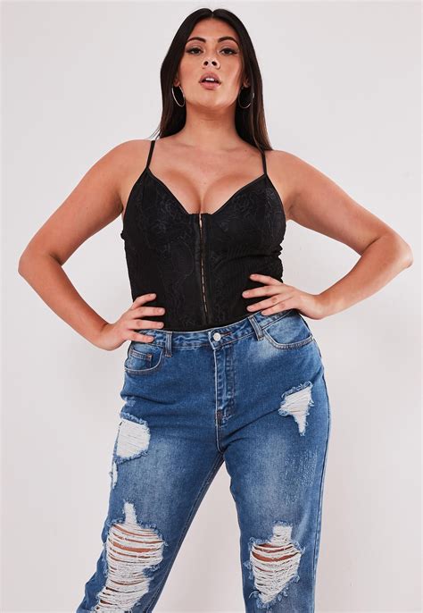 Plus Size Black Strappy Lace Bodysuit Missguided Lace Bodysuit Plus Size Outfits Fashion