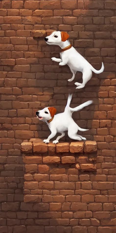 Adorable Jack Russel Terrier Floating Over A Brick Stable Diffusion