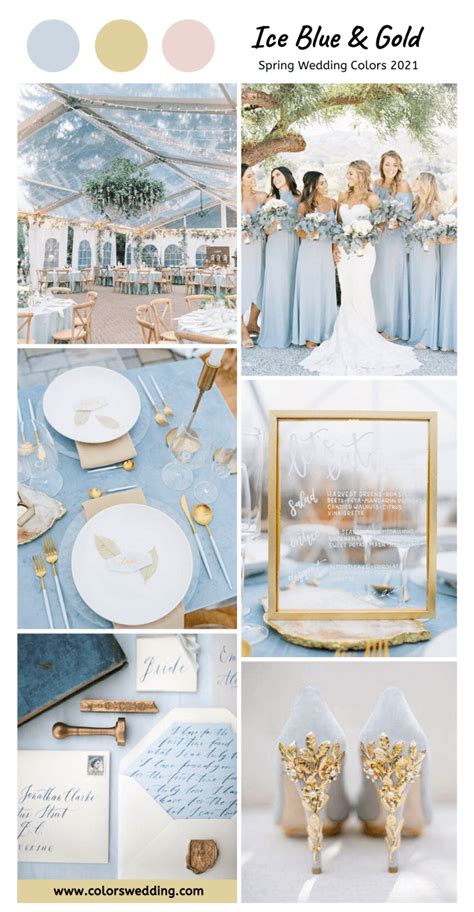 Spring Wedding Colors Gold In 2024 Blue Gold Wedding Wedding Color Schemes Spring Blue