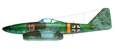 Asisbiz Messerschmitt Me 262a1a Schwalbe Ejg2 Red 13 Wnr 110559 Heinz Bar Lechfeld 1945 0a