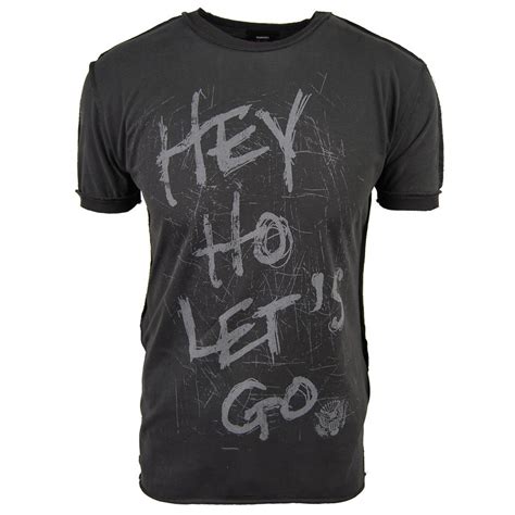 Amplified Mens Vintage Hey Ho Lets Go Ramones T Shirt Charcoal