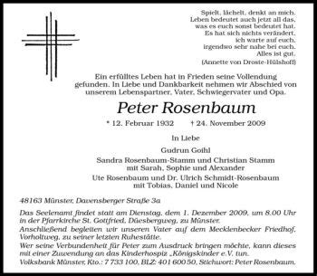 Traueranzeigen Von Peter Rosenbaum Trauer Ms