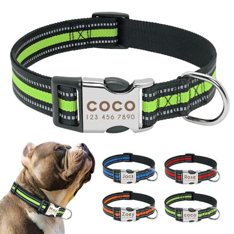 Personalized Dog Collar Reflective Pet Nylon Dog Tag Collar Custom Dog