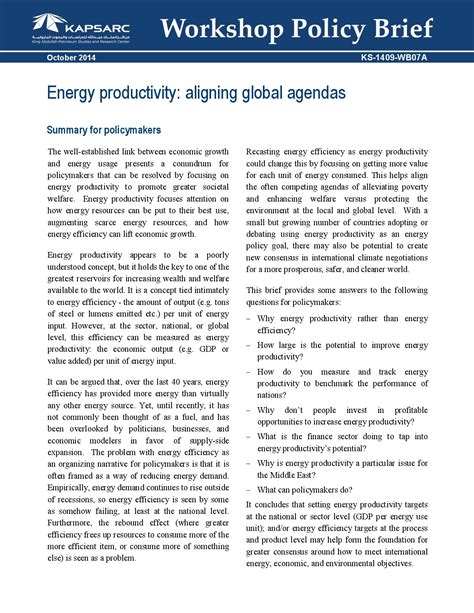 Fostering Joint Leadership On Energy Productivity Transitions In Saudi