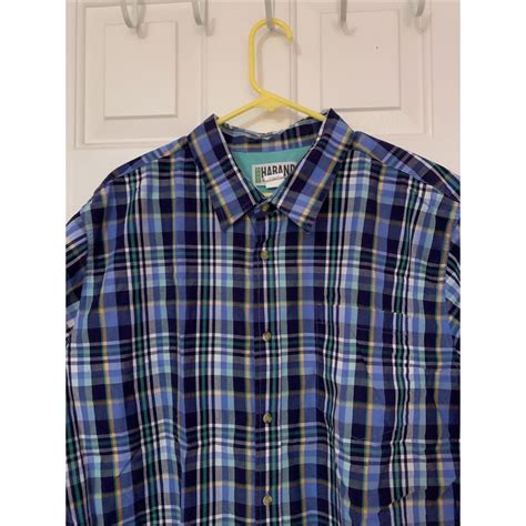 Haband Plaid Short Sleeve Shirt Mens Button Up Depop