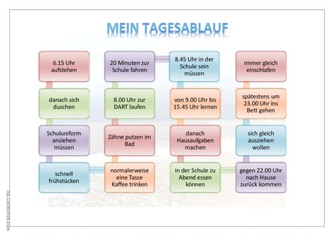 Mein Tagesablauf allgemeine Deutsch DAF Arbeitsblätter pdf doc