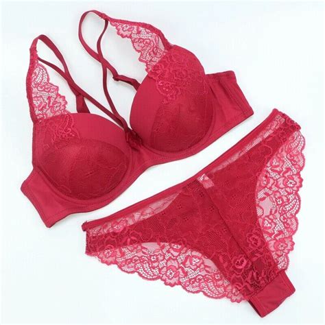 Sexy Women Lace Lingerie Set Push Up Padded Bra Panties Set 32 44 B C