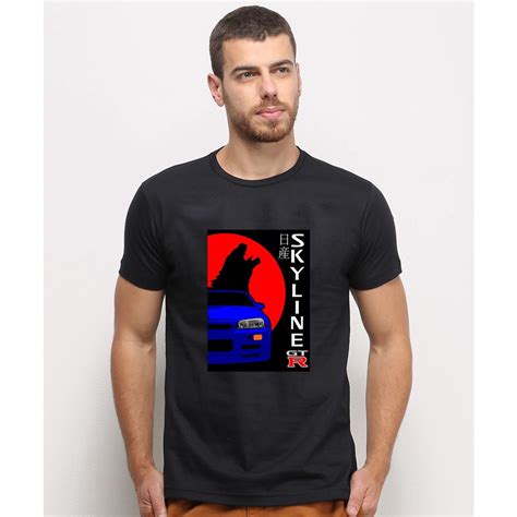 Camiseta Masculina Preta Algodao Skyline Gtr Godzilla Jap O Carro