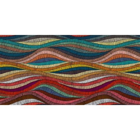 Tapis intérieur extérieur en vinyle vagues multicolores 140 x 70 cm