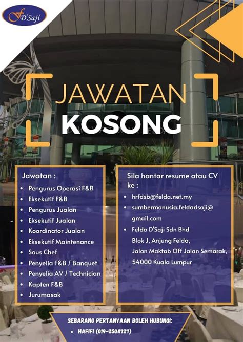 Iklan Jawatan Kosong Felda D Saji Jawatan Kosong Terkini