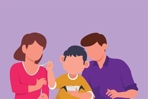 Dibujos Animados De Estilo Plano Dibujando A Una Familia Joven