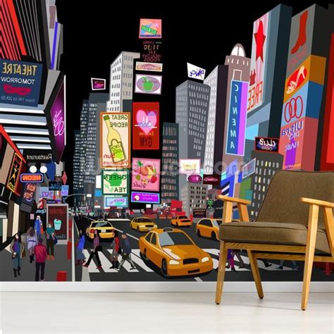 Abstract NY Times Square Wallpaper Mural | Wallsauce US