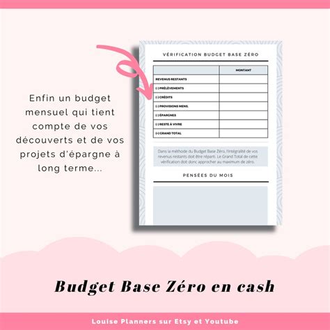 Fiche Budget Mensuel Budget Base Zéro en Cash Méthode complète pas à