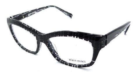 Alain Mikli Rx Eyeglasses Frames A03009 B0f6 53x15 Black Checkered White Stripe Rx Eyeglasses