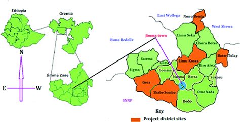 Map Of The Jimma Zone And Target Districts In Oromia Ethiopia Adapted Download Scientific