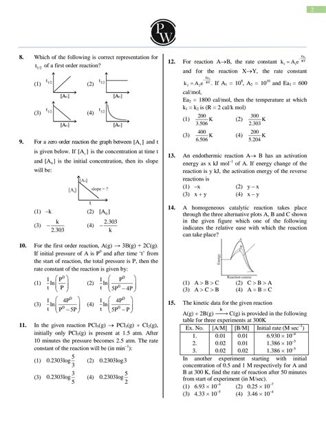 Solution Chemical Kinetics Practice Sheet Studypool