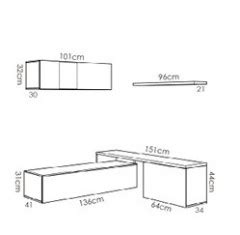 Mueble Sal N Para Tv Compacto Modelo Valleta Blanco Brillo Y Natural