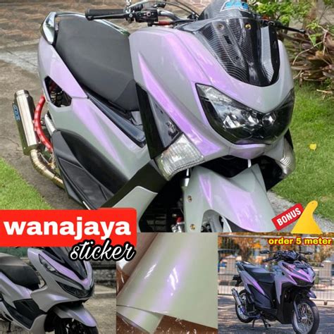 Jual Stiker Skotlet Motor Warna Lembayung Stiker Putih Mutiara