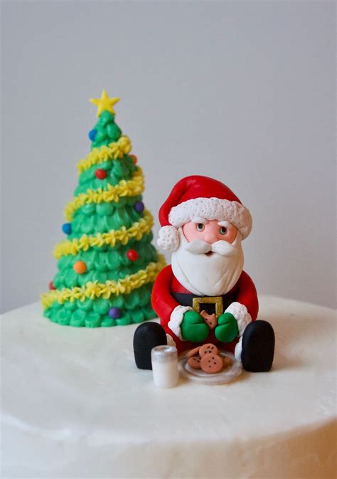 Fondant Santa Taking A Cookie Break Christmas Crafts Fondant Toppers Gingerbread House Recipe