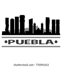 Puebla Mexico Skyline Silhouette Stamp City Stock Vector Royalty Free