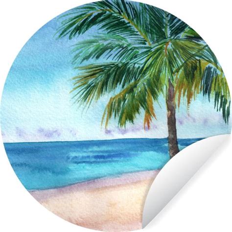 Wallcircle Muurstickers Behangcirkel Zee Palmboom Strand