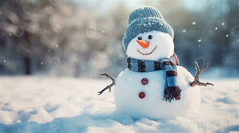 A whimsical scene of a funny snowman with a quirky expression, set