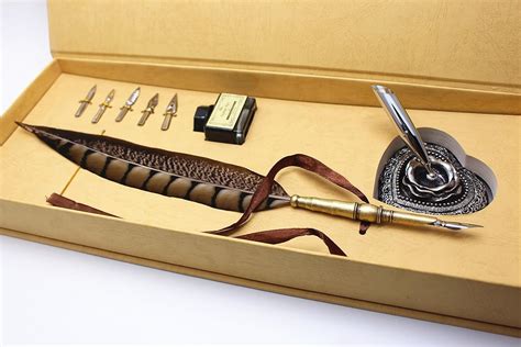 Calligraphy Set Antique Copper Feather Pen Metal Nib Pen Writing Quill