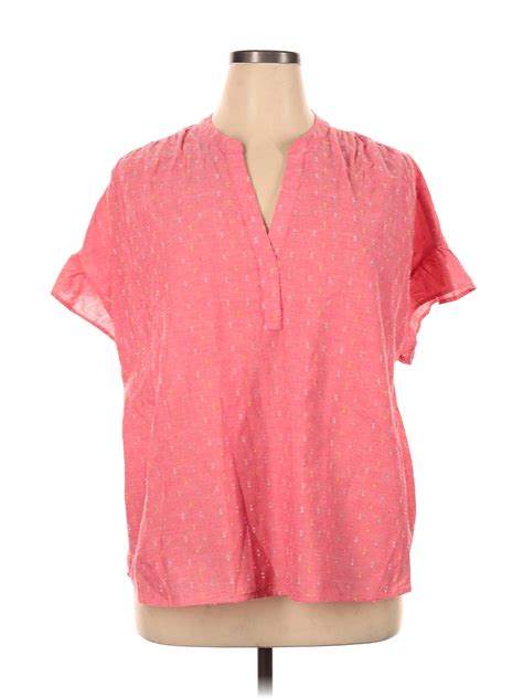 Crown And Ivy Pink Short Sleeve Blouse Size Xl 50 Off Thredup