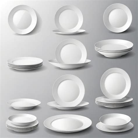 Plates Vector Set White Background Isolated A High Qual Premium Ai