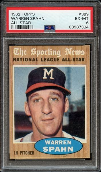 Lot Detail Topps Warren Spahn All Star Psa Ex Mt