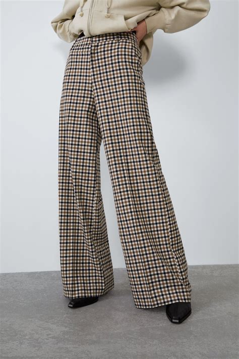 WIDE LEG CHECK SUIT TROUSERS View All TROUSERS TRF ZARA United