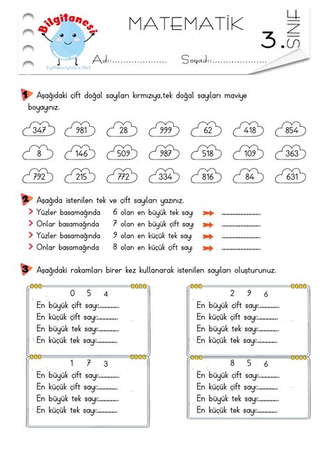 3 Sınıf Tek Çift Sayılar Etkinliği 1 Special education Math Words