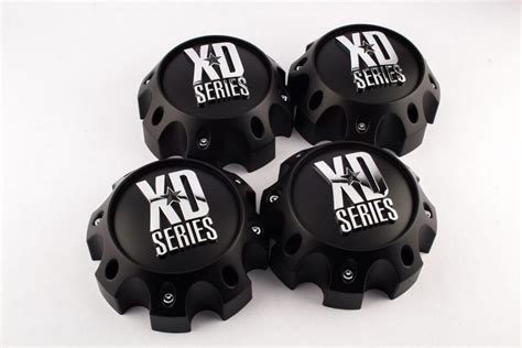 Set 4 Xd Series Kmc 1079l170mb Black Center Cap For 8 Lug Wheels Screws