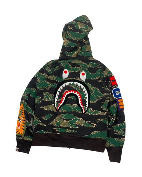 Bape Bape Shark Tiger Camo Full Zip Hoodie Wgm A Bathing Ape Grailed