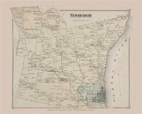 Newburgh 76 New York 1875 Old Town Map Reprint Orange Co Atlas