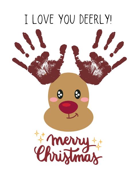 Weihnachten Rentier Handprint Printable Handabdruck Vorlage Weihnachten