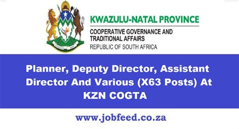 KZN COGTA Vacancies 2024: X63 Posts @www.cogta.gov.za » Jobfeed.co.za