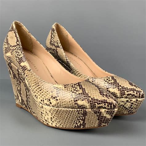 Wmv Size 8 Taupe Beige Phyton Skin Wedge Sandals For Sale At 1stdibs